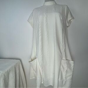 Cato White Cowl Neck Raised Pattern‎ Pocket Beach Date Dress Large